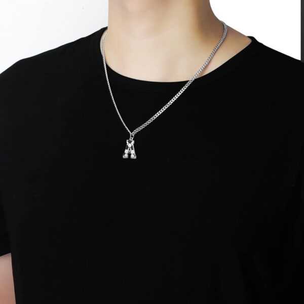 AIAINAGI Soccer Initial A-Z Letter Necklace for Men Soccer Charm Pendant Stainless Steel Silver Chain 22inch Personalized Soccer Gift for Men(A) | Rufus AIRufus AI - Image 4