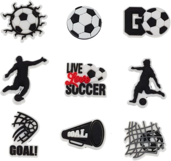 MelleFlarynsun Soccer Shoe Charms Fit for Croc Clog Wristband Bracelet Decoration Sports Football Pins Accessories Shoe Charm for Men Women Birthday Party Favor Gifts  Clothing, Shoes & JewelryRufus AIRufus AI - Image 5