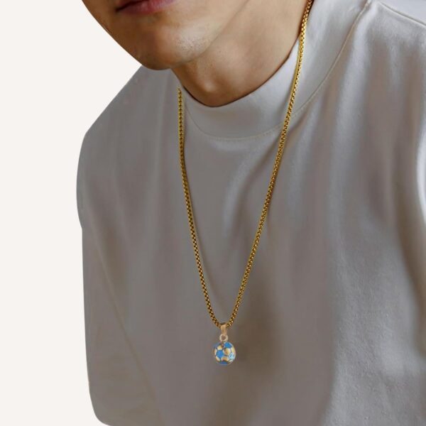 YWLI Soccer Ball Necklace Men Stainless Steel Soccer Pendant Necklace Soccer Fan Gift for Unisex Jewelry Mens Womens (Gold Chain+Blue Soccer) | Rufus AIRufus AI - Image 5