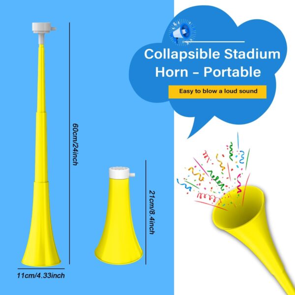 Stadium Vuvuzela Soccer Horn - Collapsible Blow Trumpet Noise Maker With Loud Sound - Handheld Sports Noisemaker for Events, Graduation, Games, Party Supplies, Favors, Accessories  Toys & GamesRufus AIRufus AI - Image 2