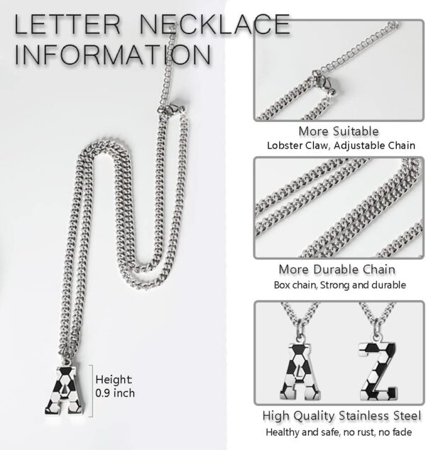 AIAINAGI Soccer Initial A-Z Letter Necklace for Men Soccer Charm Pendant Stainless Steel Silver Chain 22inch Personalized Soccer Gift for Men(A) | Rufus AIRufus AI - Image 3
