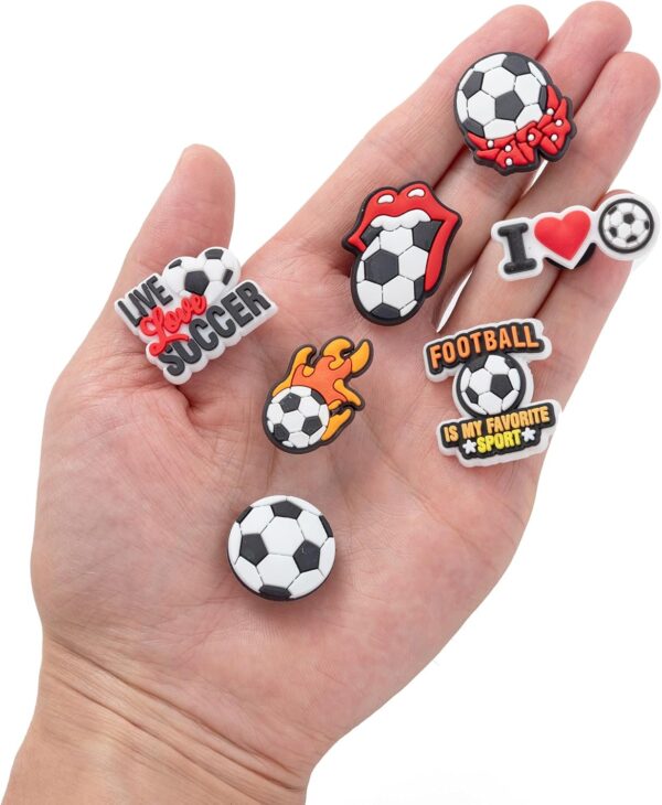 MelleFlarynsun Soccer Shoe Charms Fit for Croc Clog Wristband Bracelet Decoration Sports Football Pins Accessories Shoe Charm for Men Women Birthday Party Favor Gifts  Clothing, Shoes & JewelryRufus AIRufus AI - Image 2