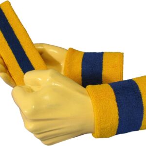 COUVER Sweatband Set Sports Headband Wristband Set Terry Cloth Moisture Wicking Sweat Absorbing Wrist Sweatbands Head Sweatband, Ukraine Colors Blue/Golden Yellow  Clothing, Shoes & JewelryRufus AIRufus AI