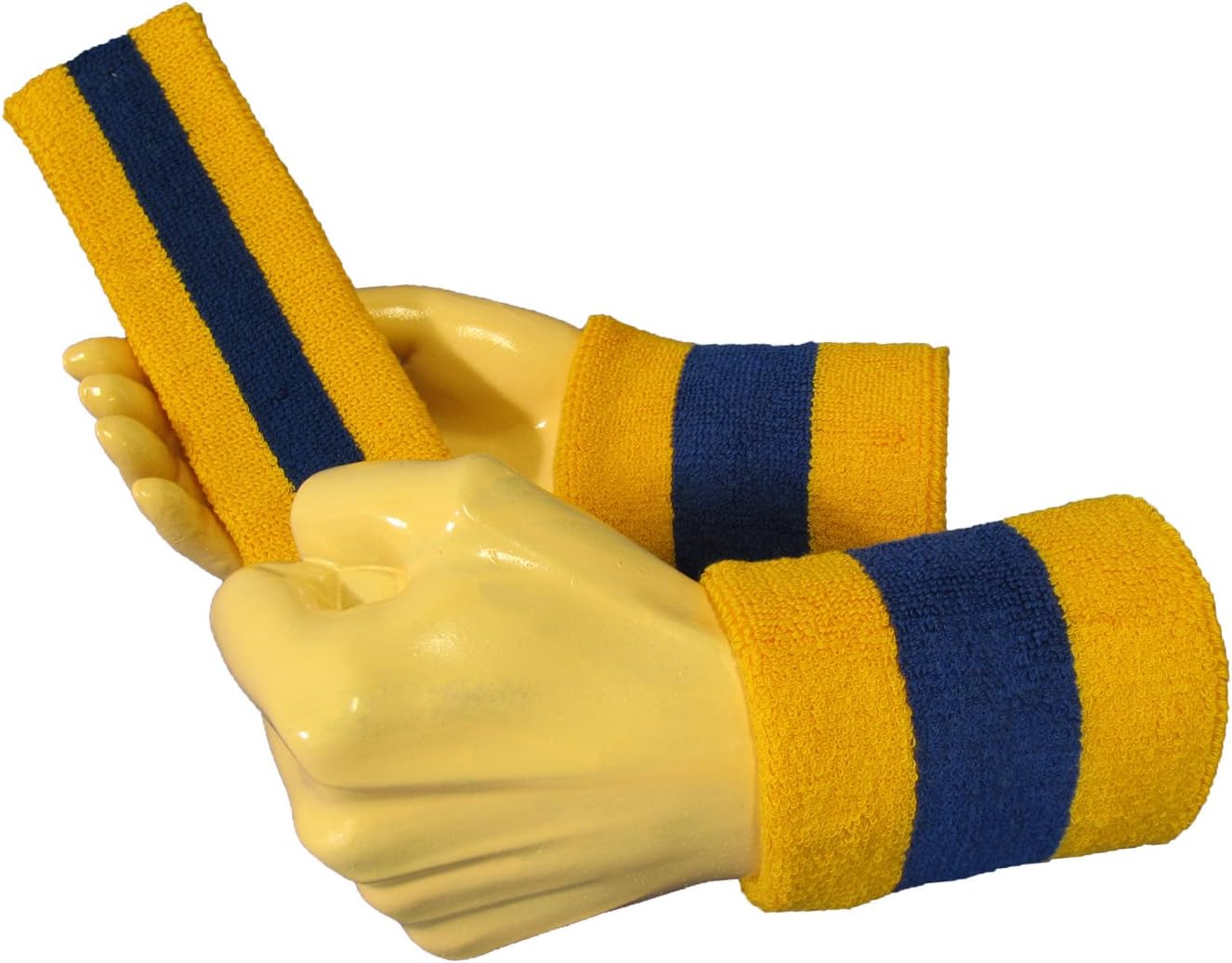 COUVER Sweatband Set Sports Headband Wristband Set Terry Cloth Moisture Wicking Sweat Absorbing Wrist Sweatbands Head Sweatband, Ukraine Colors Blue/Golden Yellow  Clothing, Shoes & JewelryRufus AIRufus AI