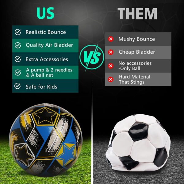 MGZFEZN Soccer Ball Size 5&Size 3 for Youth and Adults,Indoor Training Practice Soccer Ball,Gift Idea for Kid with 1 Pump 1 Net Bag and 2 Needle  Sports & OutdoorsRufus AIRufus AI - Image 4