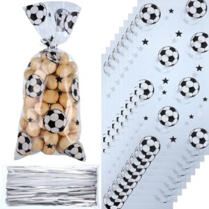 Blulu 100 Pcs Soccer Treat Gift Bags, Soccer Cellophane Party Favors Heat Sealable Football Treat Candy Bags with 100 Pcs Silver Twist Ties  Health & HouseholdRufus AIRufus AI