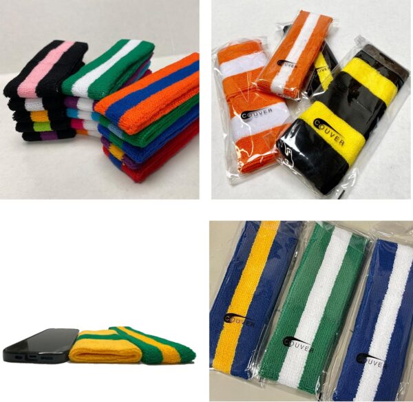 COUVER Sweatband Set Sports Headband Wristband Set Terry Cloth Moisture Wicking Sweat Absorbing Wrist Sweatbands Head Sweatband, Ukraine Colors Blue/Golden Yellow  Clothing, Shoes & JewelryRufus AIRufus AI - Image 4